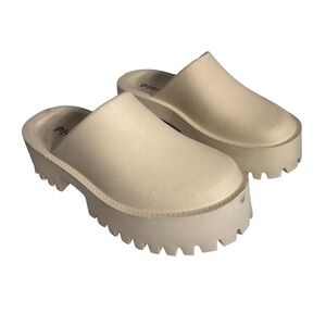 Play Platform Clogs Sandals Cream White Chunky Lug Sole Mule Shoes Size 8 EUR 39
